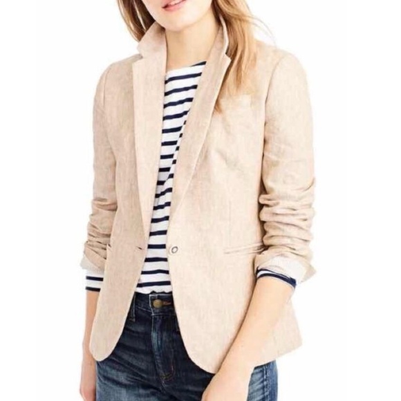 J. Crew Campbell 100% Linen Nautical Blazer Size 0 - Picture 2 of 8
